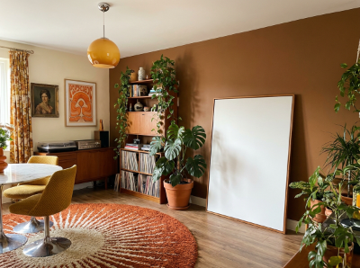 AI Generated - 1970s maximalist living room,