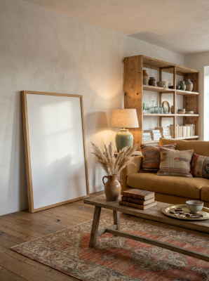 Bohemian eclectic living room, rustic Me