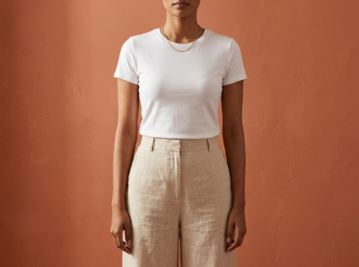Cropped frame from shoulders to waist, S