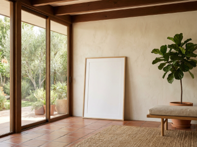A blank poster frame in spanish villa